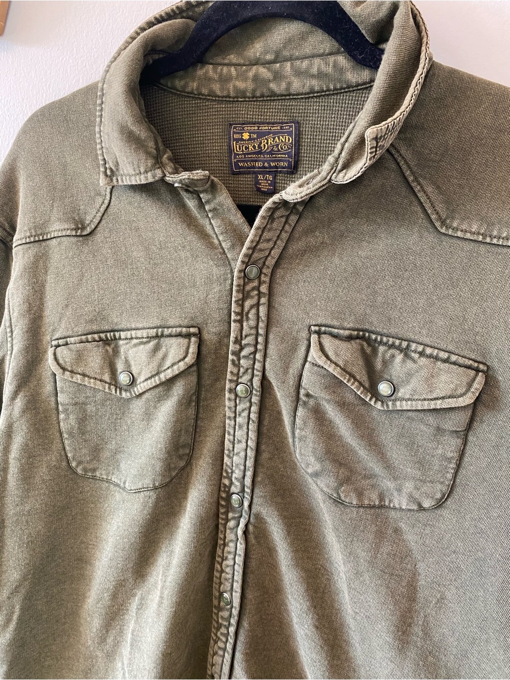 Lucky Brand Olive Green Men's  100% Cotton Shirt Jacket -shacket - size xl - Picture 6 of 8